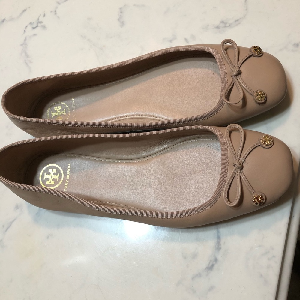 Tory Burch Beige Leather Laila Driver Ballet Flat